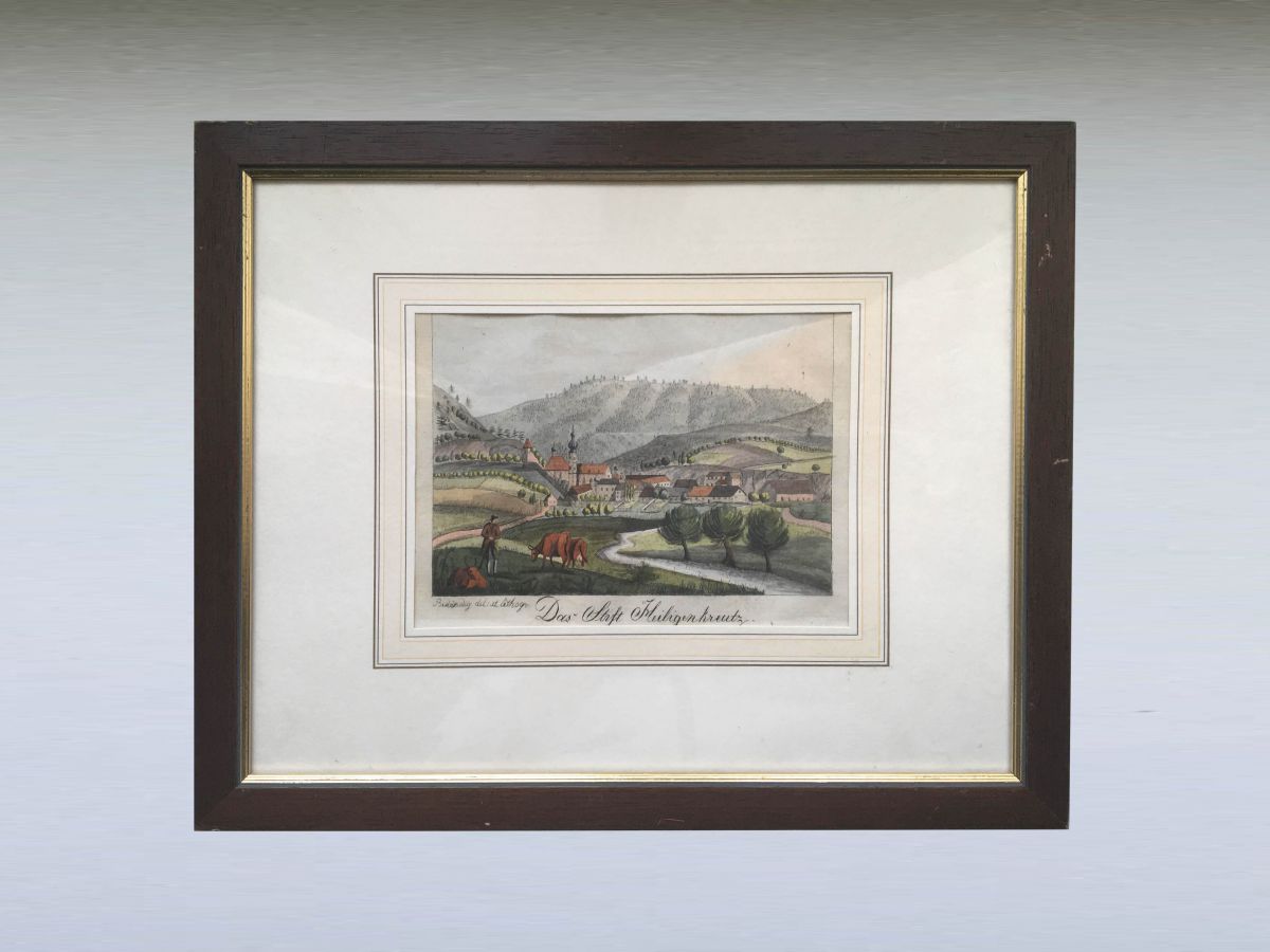 STIFT HEILIGENKREUTZ - Altkolorierte Lithographie von C. Beständig, Wien 1825