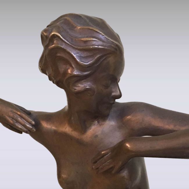 Wiener Bronze von Josef Lorenzl - Nackte Tänzerin, ART DECO (um 1920)