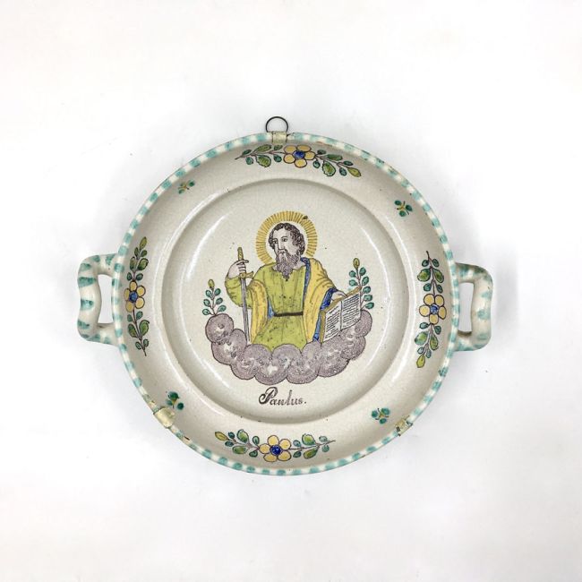 Doppelhenkelschale Hl. Paulus - Gmunden um 1800