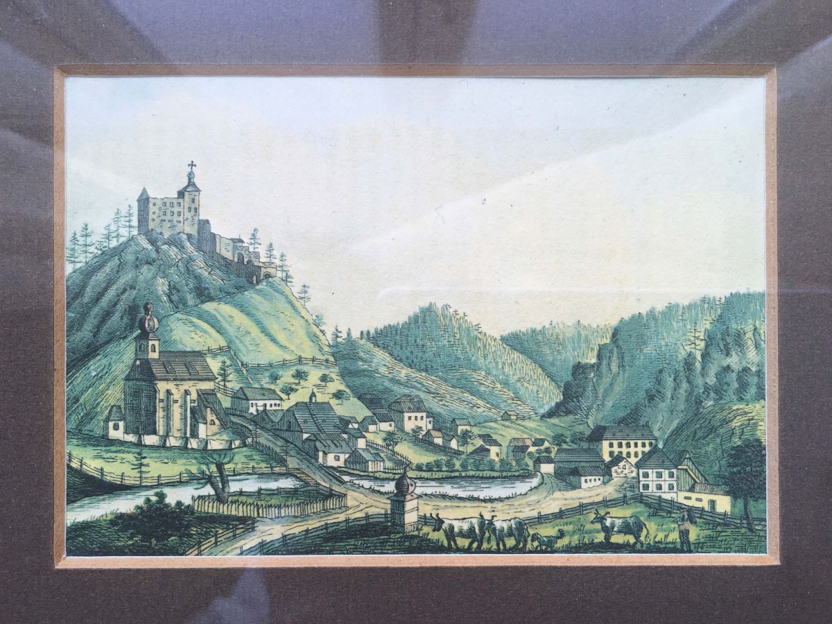 GUTENSTEIN - Altkolorierte Lithographie von C. Beständig, Wien 1826