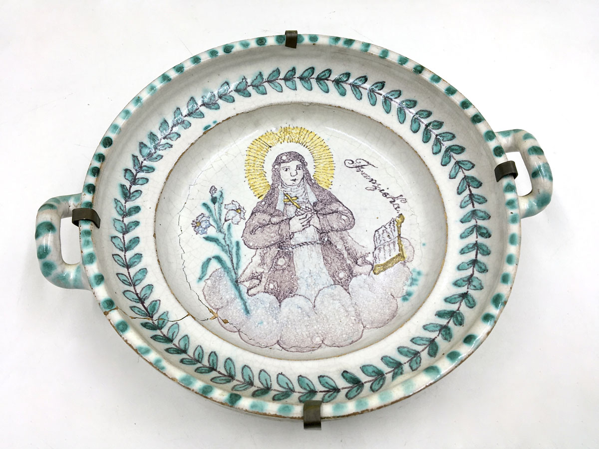 Doppelhenkelschale Hl. Franziska - Gmunden, 18. Jahrhundert