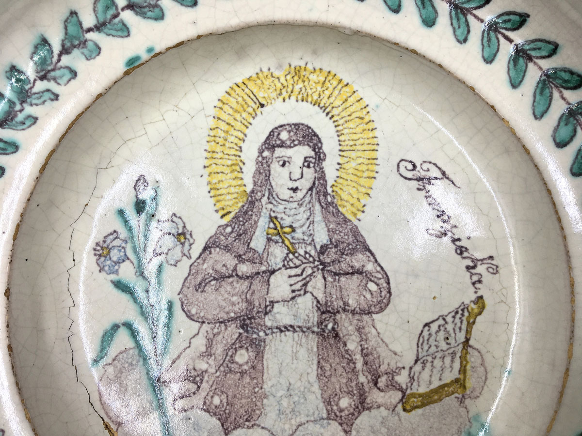 Doppelhenkelschale Hl. Franziska - Gmunden, 18. Jahrhundert