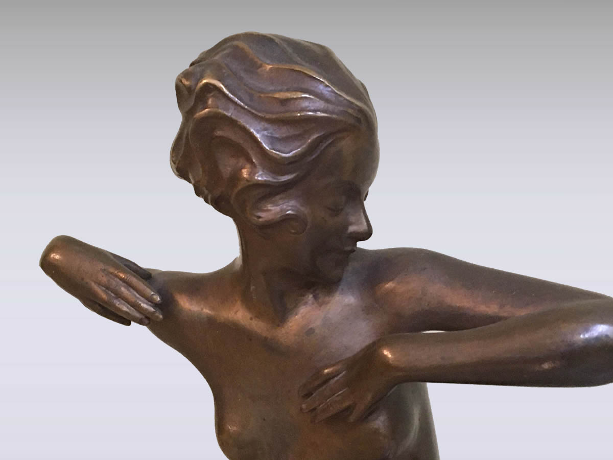 Wiener Bronze von Josef Lorenzl - Nackte Tänzerin, ART DECO (um 1920)