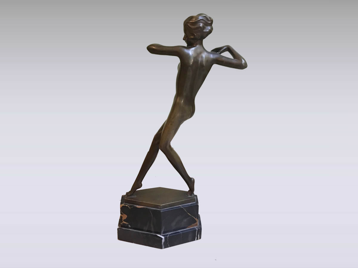 Wiener Bronze von Josef Lorenzl - Nackte Tänzerin, ART DECO (um 1920)