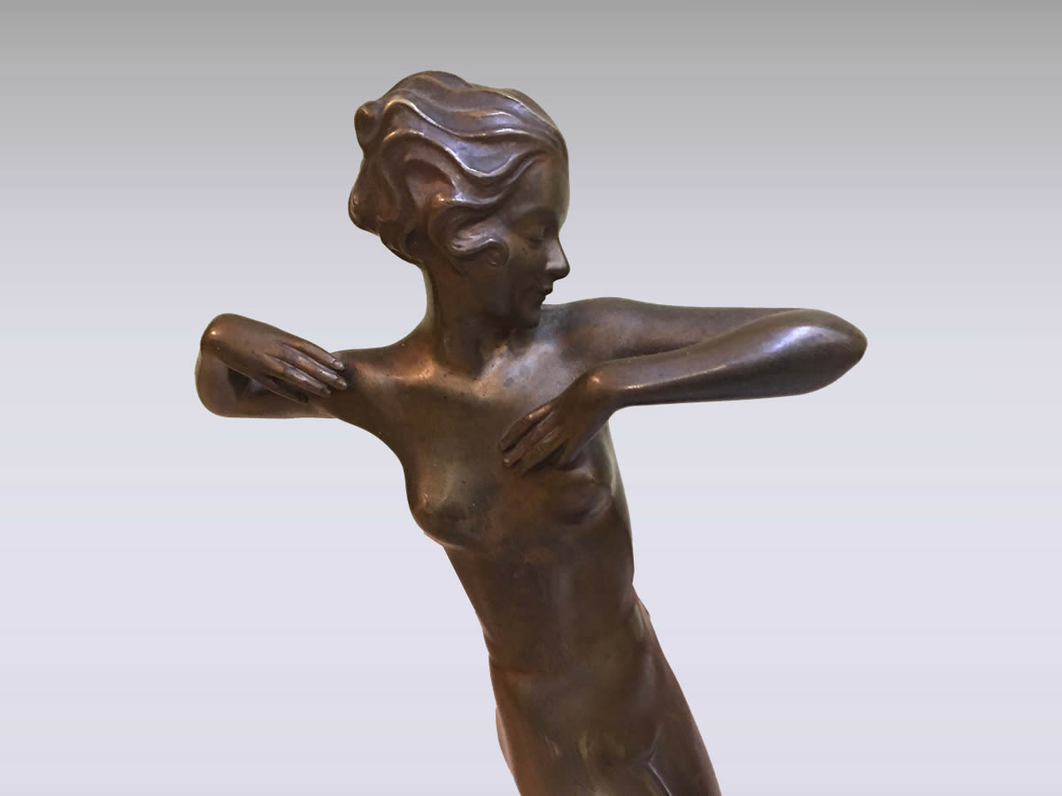 Wiener Bronze von Josef Lorenzl - Nackte Tänzerin, ART DECO (um 1920)