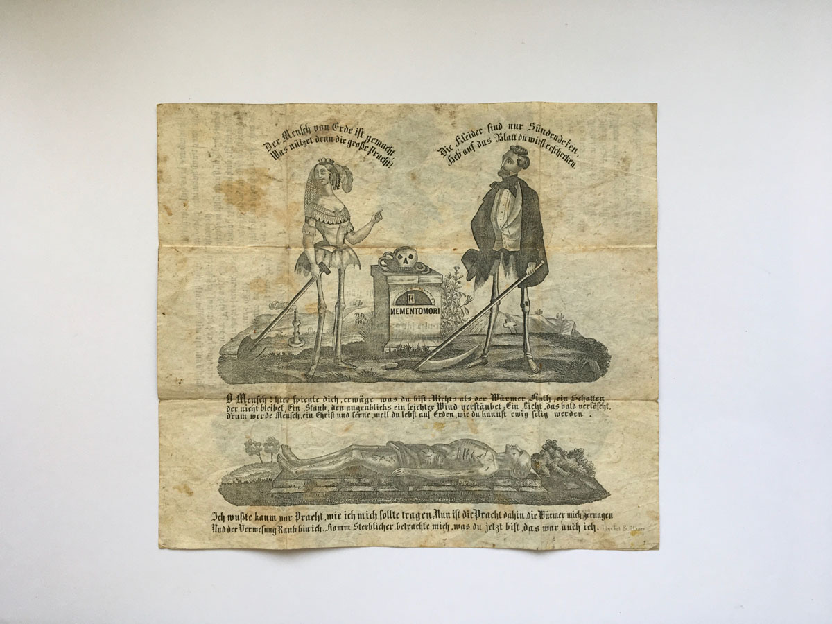 Memento Mori Klappbrief - 19. Jahrhundert