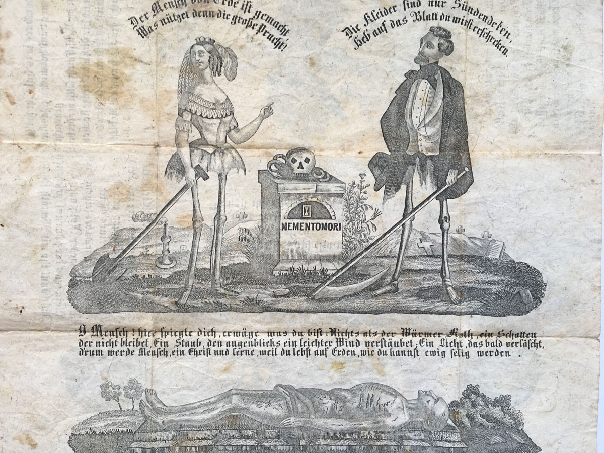 Memento Mori Klappbrief - 19. Jahrhundert