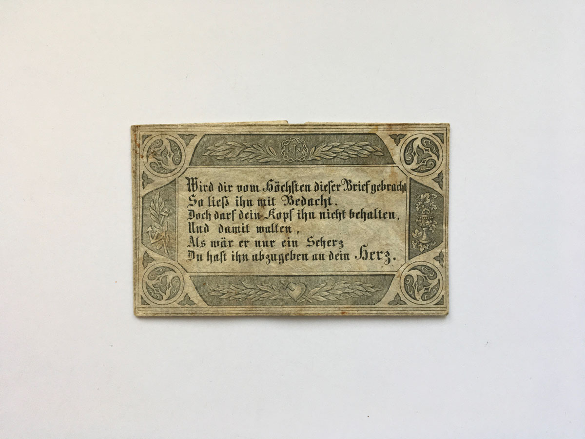 Memento Mori Klappbrief - 19. Jahrhundert