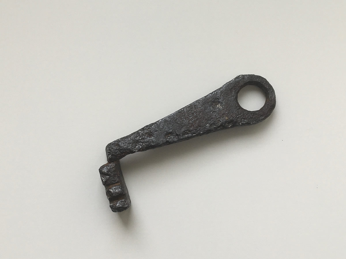 Antiker großer Eisen-Metall-Skelett-Schlüssel um 1800 Rostiger